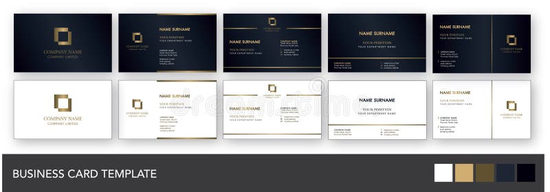 Dark Navy and Gold Business Card Template vector illustration