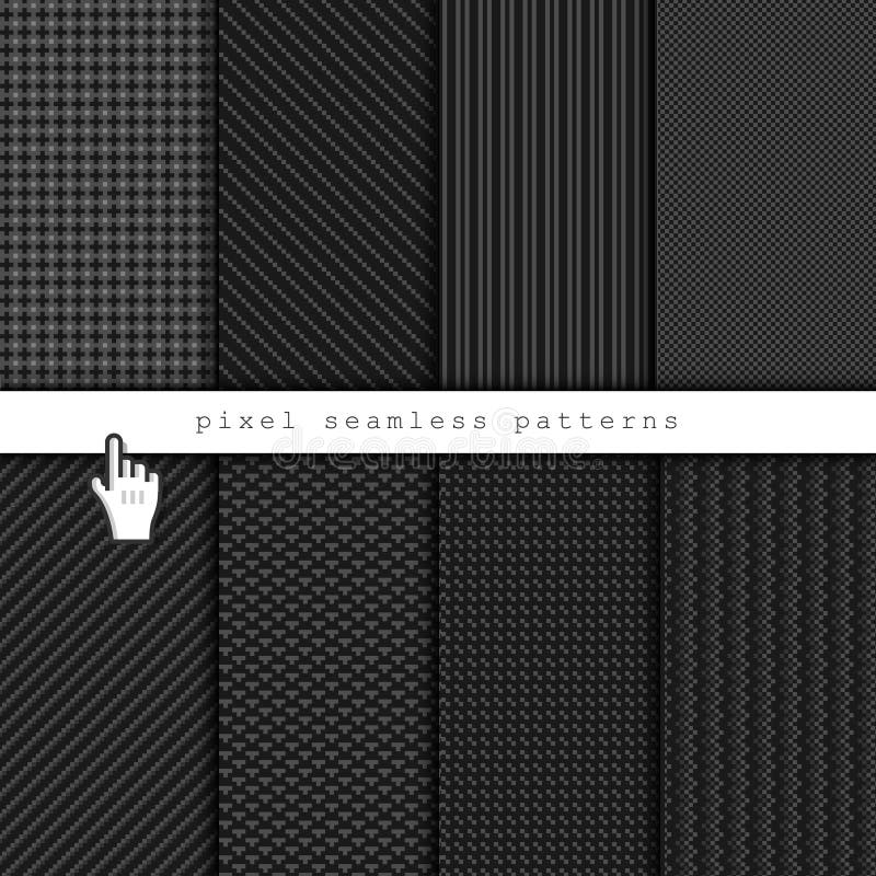 Dark pixel seamless patterns royalty free illustration