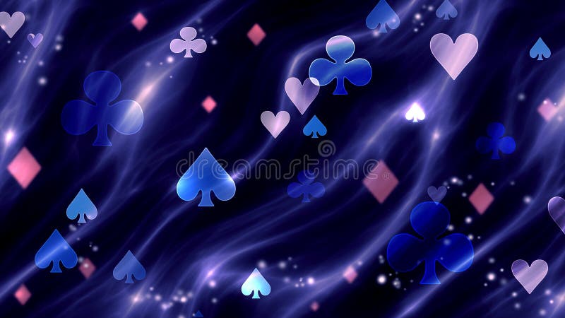 Dunkler Poker-Bokeh-Hintergrund mit Kartensymbolen lizenzfreie abbildung