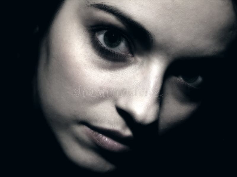 Dark portraits with young girl.