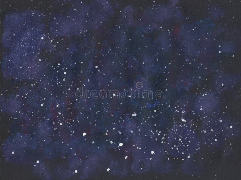 Dark Purple Galaxy Background Painted With Acrylics Stock