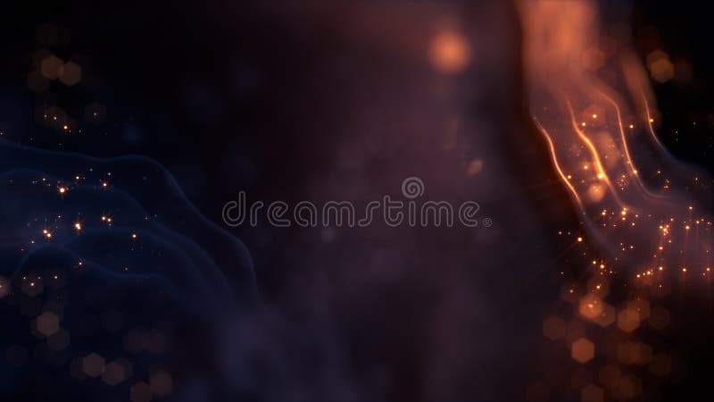 Dark purple - orange winking curved forms bokeh background - abstract 3D illustration vector illustration
