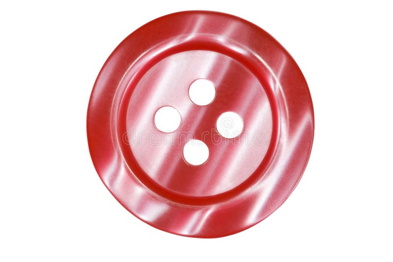 Dark red button for clothes isolated stock image