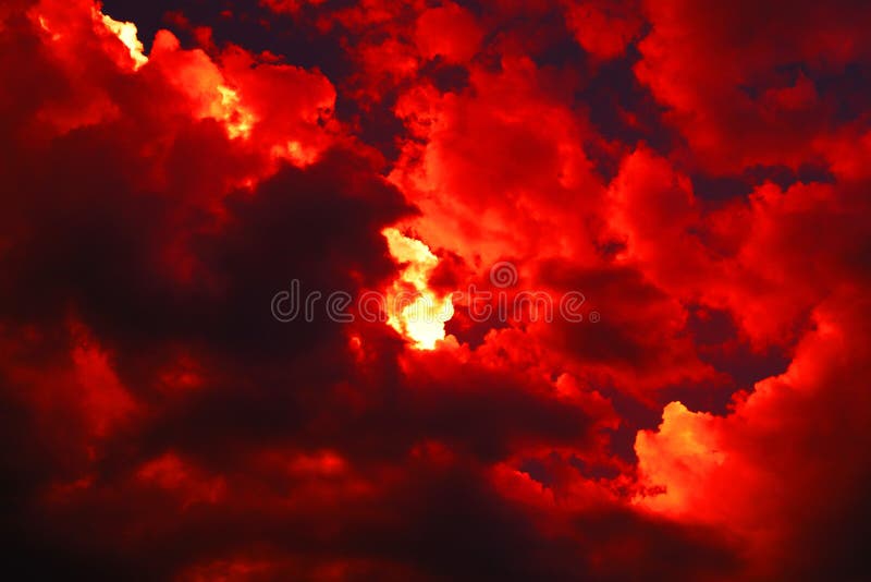 Dark Red Fantastic Clouds and Beautiful Blue Sky Background with Clouds and  Sunlight Beams Stock Image - Image of mountain, background: 175766485