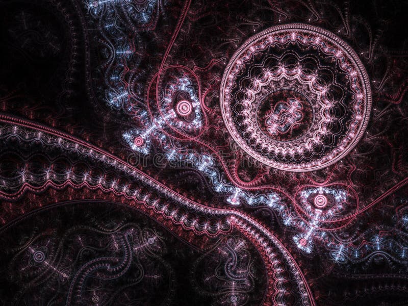 Dark red fractal clockwork stock illustration. Illustration of dream