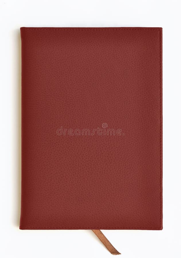Dark red leather notebook stock photography