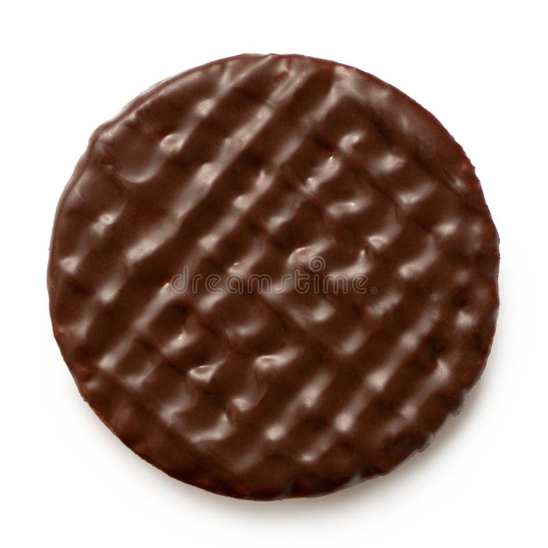 Dark Schokolade überzogener Verdauungskeks, isoliert auf Weiß Oberansicht
