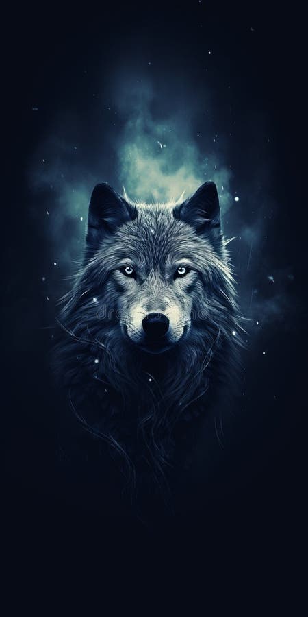 Dark Sky-blue Wolf Wallpaper for Desktop and Mobile Lock Screen Stock ...