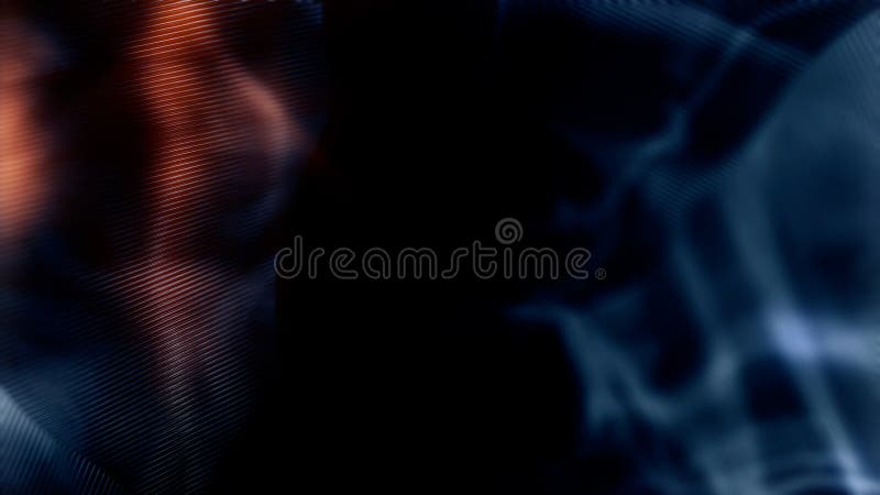 Dark soft focus teal or blue reflective lines bg with orange light - abstract 3D rendering royalty free illustration
