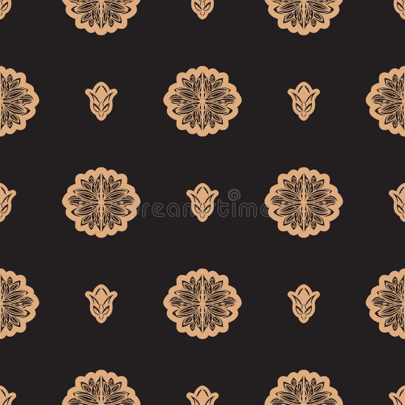 Dark solid color Seamless pattern with lotuses in Simple style. Good for clothing and textiles. Vector illustration. royalty free illustration