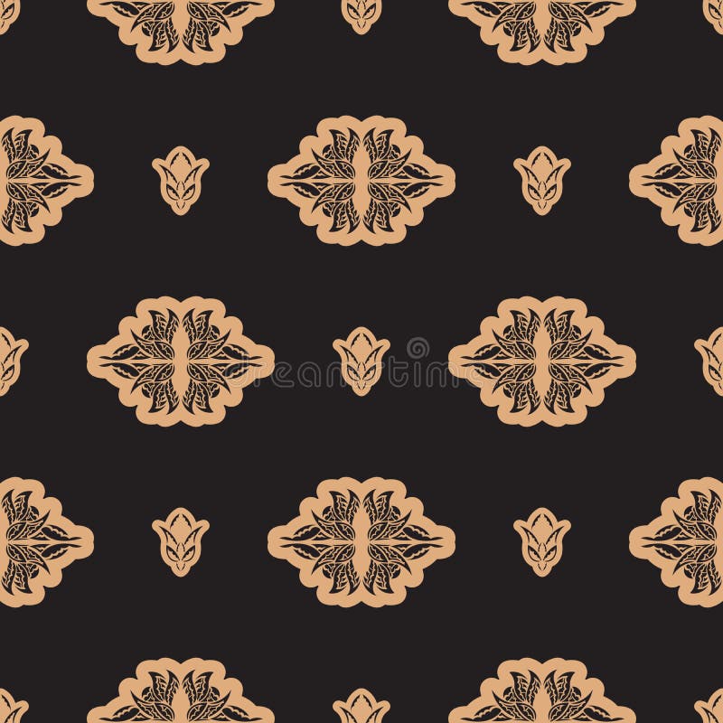 Dark solid color Seamless pattern with lotuses in Simple style. Good for menus, postcards and fabrics. Vector vector illustration