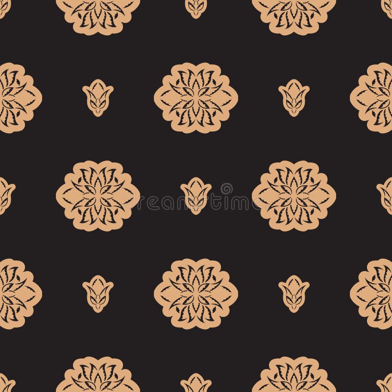 Dark solid color Seamless pattern with lotuses in Simple style. Good for menus, postcards, wallpaper and fabric. Vector royalty free illustration