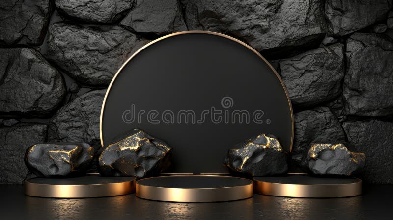 Podium de piatră închis pe fond abstract pentru prezentarea produsului cu design geometric minimalist. vector illustration