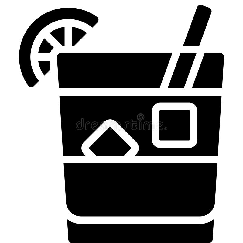 Dark and Stormy Cocktail Icon, Alcoholic Mixed Drink Vector Stock