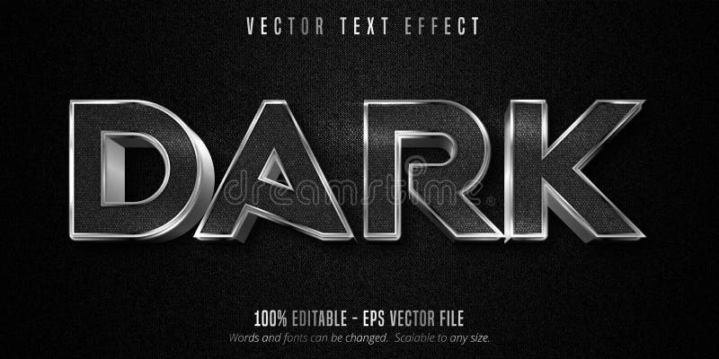 Dark text, metallic silver style editable text effect stock illustration