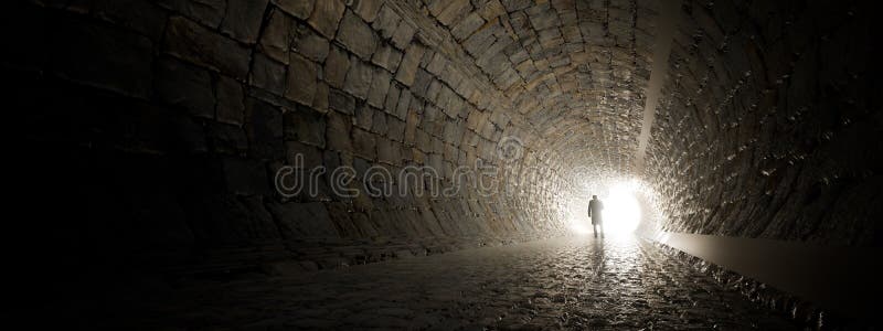 Dark Tunnel Bright Light End Exit As Metaphor To Success Faith Future ...