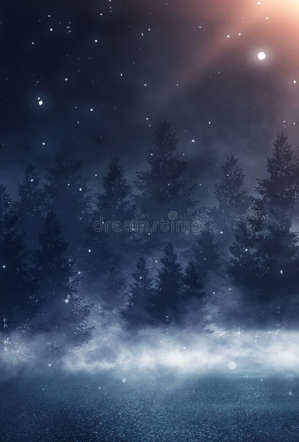 Cloudy Winter Night 2K wallpaper download