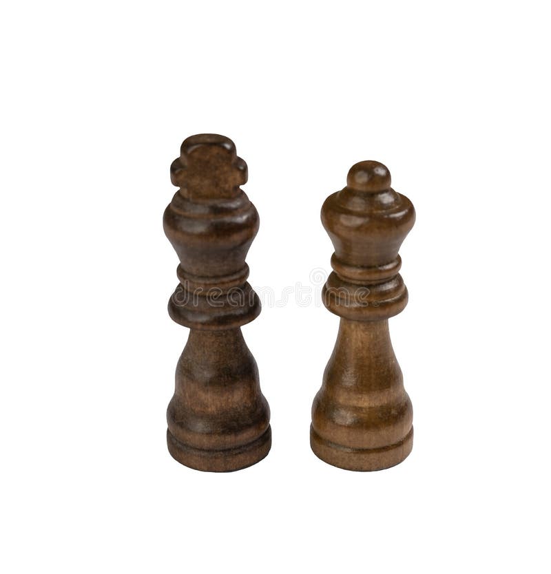 The Dark Wooden Pieces of the Chess Queen and King Stock Image - Image ...