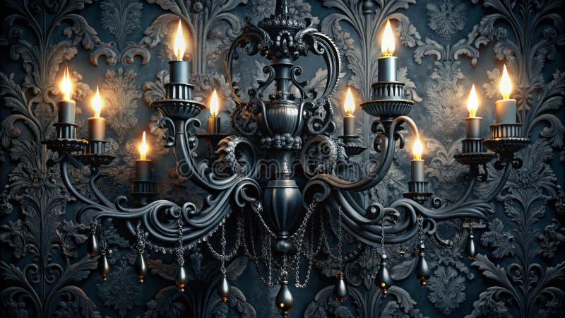 Darkly Enchanting Blackware Ornate Details Deep Hues and Dramatic Lighting stock illustrationer