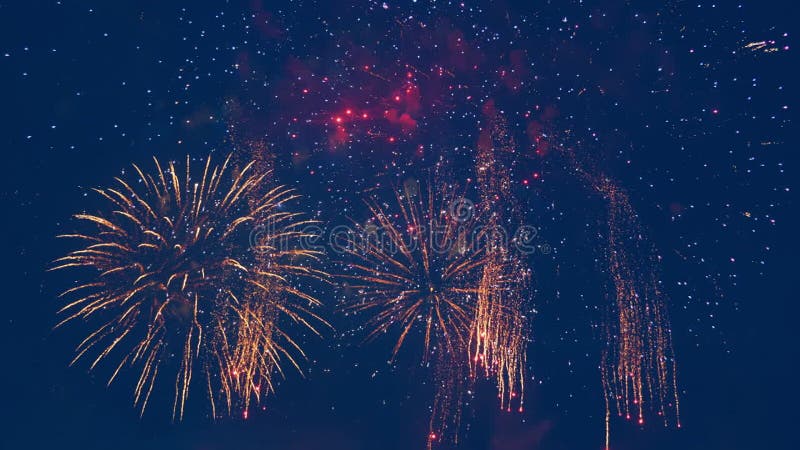 Darkness is being lightened with colourful fireworks stock video