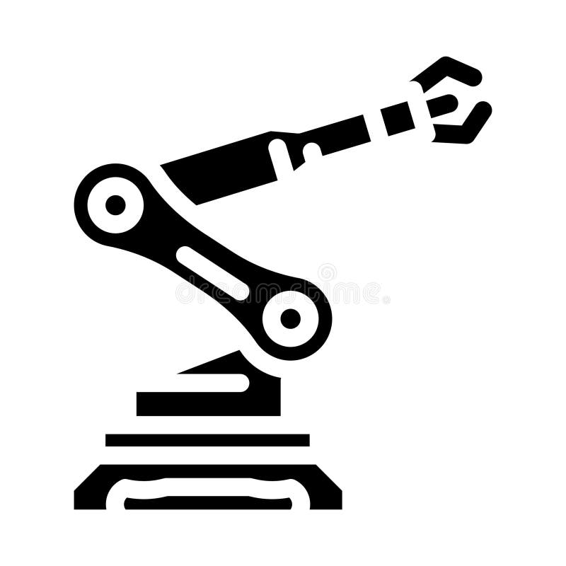 Darstellung eines robotischen Arms ai Integration glyph Ikone vektor abbildung