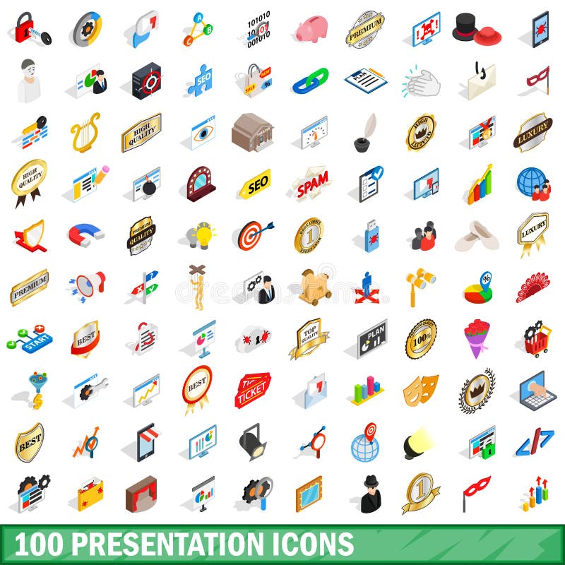 100 Darstellungsikonen eingestellt, isometrische Art 3d lizenzfreie abbildung 100 Darstellungsikonen eingestellt, isometrische Art 3d lizenzfreie abbildung