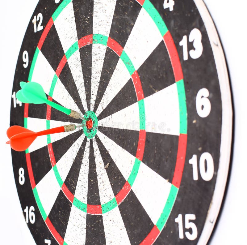 Dart Board with a Dart in the Center of the Target Stock Image Image