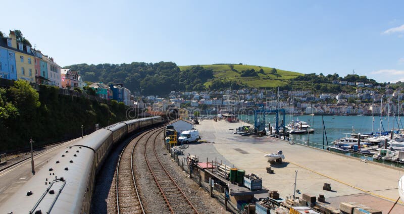 Dartmouth and Kingswear railway station by marina Devon England by River Dart