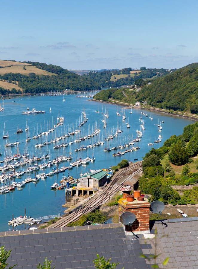 Dartmouth town and River Dart harbour Devon England