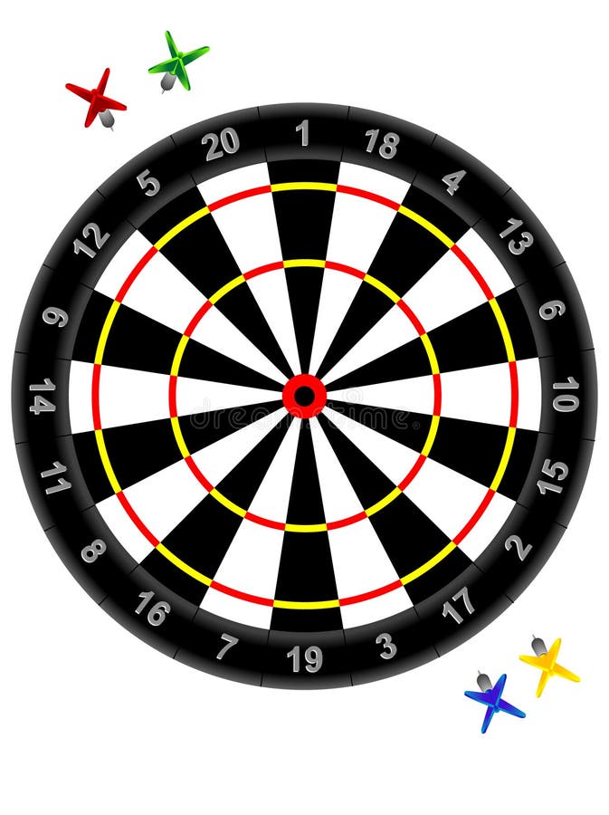 Darts on the red target stock illustration. Illustration of acute