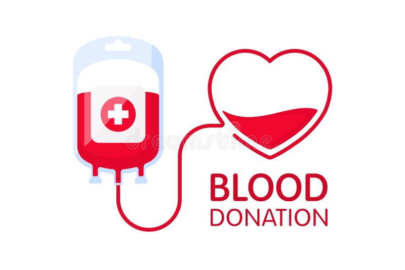 Daruje krwionośnego pojęcie z Krwionośną torbą i sercem Krwionośnej darowizny wektoru ilustracja Światowy krwionośnego dawcy dzie