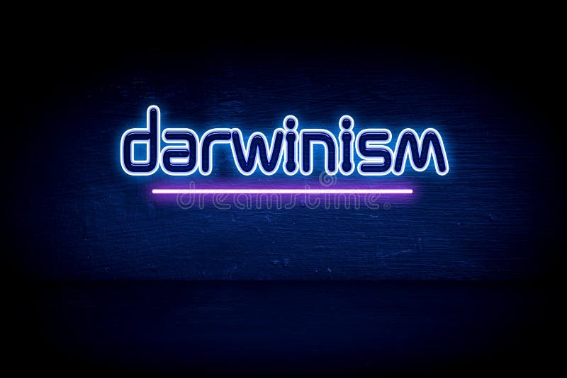 Darwinism - blue neon announcement signboard