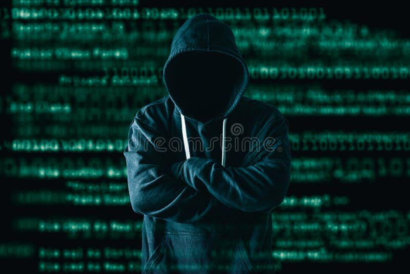 Das abstrakte Bild der Hackerstellung und das binär Code-Bild ist Hintergrund das Konzept des Cyberangriffs, Virus, Schadsoftware lizenzfreie stockfotos