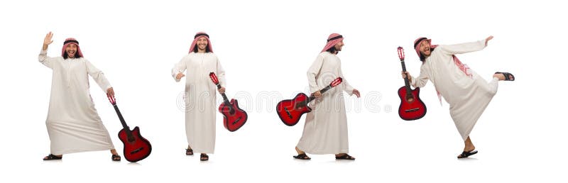 Das arabische Mannspielen lokalisiert auf Wei? stockfotografie Das arabische Mannspielen lokalisiert auf Wei? stockfotografie