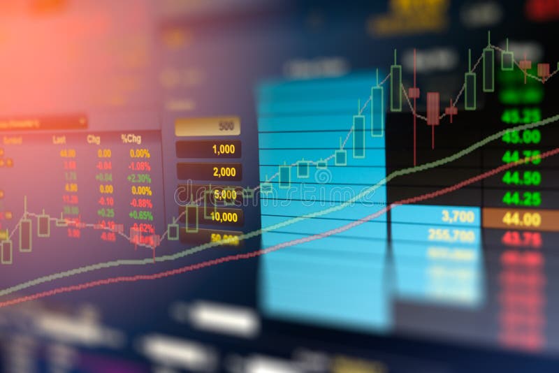 Das Bild des Geschäftsdiagramms und des Handelsmonitors der Investition im Goldhandel, Börse, Termingeschäft, Erdölmarkt lizenzfreies stockbild Das Bild des Geschäftsdiagramms und des Handelsmonitors der Investition im Goldhandel, Börse, Termingeschäft, Erdölmarkt lizenzfreies stockbild