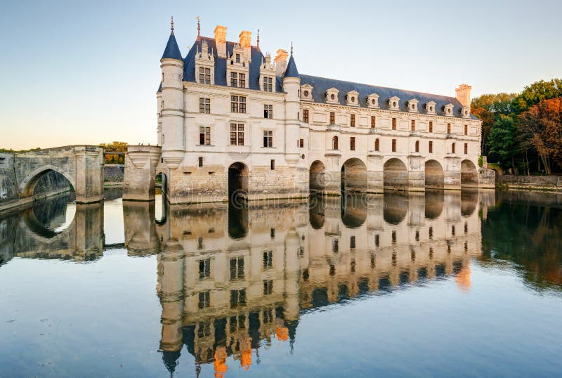 The Chateau de Chenonceau, France. This castle is located near the small village of Chenonceaux in the Loire Valley, was built in the 15-16 centuries and is a tourist attraction. The Chateau de Chenonceau, France. This castle is located near the small village of Chenonceaux in the Loire Valley, was built in the 15-16 centuries and is a tourist attraction.