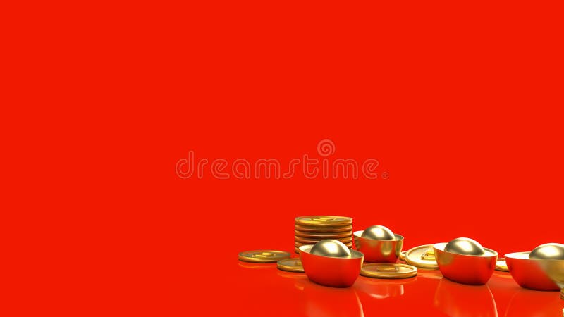 Das chinesische Gold auf rotem Hintergrund für Feiern oder das neue Jahr Konzept 3d Rendering vektor abbildung