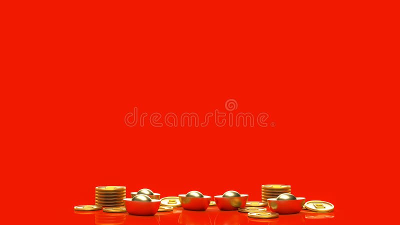 Das chinesische Gold auf rotem Hintergrund für Feiern oder das neue Jahr Konzept 3d Rendering vektor abbildung