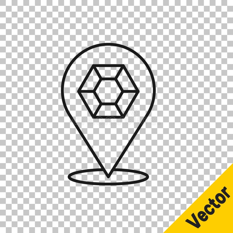 Das Gem-Stein-Symbol für schwarze Linie wurde auf transparentem Hintergrund isoliert. Juwelensymbol. Diamant. Vector stock abbildung