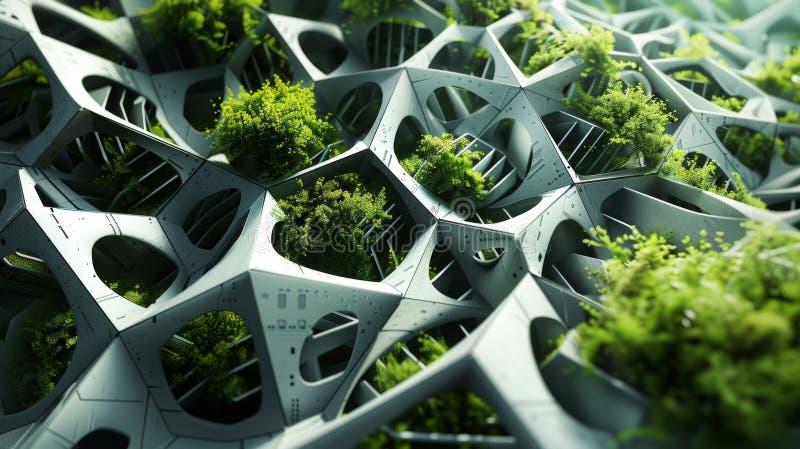 Das komplizierte Muster einer geometrischen Pflanze ähnelt einem futuristischen Garten aus einer anderen Welt lizenzfreie stockfotografie