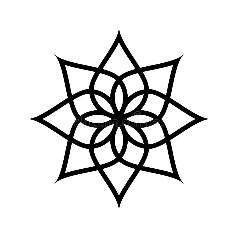 Das Kreismuster wird benutzt, um Teller, Kleidung und andere Zwecke zu entwerfen Geometrische Ikone Sieben gezeigter Stern auf we lizenzfreie abbildung