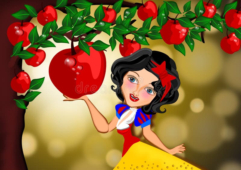 Snow white and the tempting red apple illustration. Snow white and the tempting red apple illustration