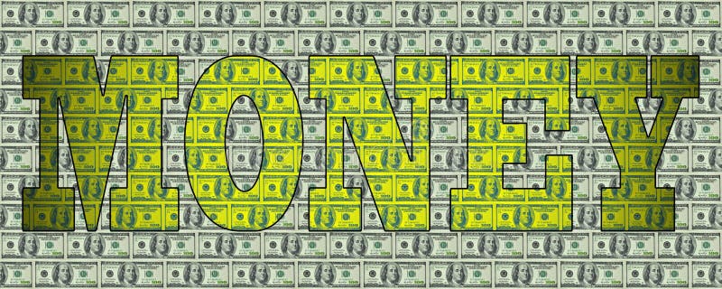 Das Wort GELD auf dem Hintergrund von Dollar stockfoto Das Wort GELD auf dem Hintergrund von Dollar stockfoto