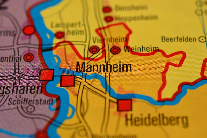 Das Wort MANNHEIM Auf Der Karte Stockfoto - Bild von graphiken, frei: 106348336