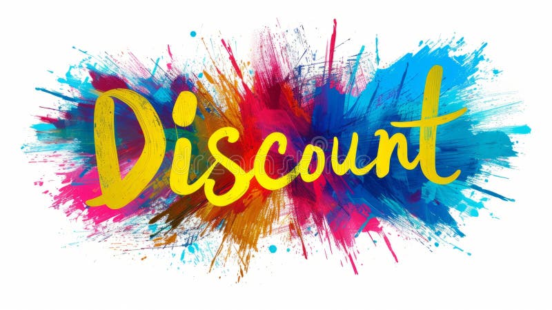 The word Discount created in Abstract Expressionism. Decorative lettering of word Discount. Sale and Offer Concept. Creative postcard. Ai Generated Digital art poster. The word Discount created in Abstract Expressionism. Decorative lettering of word Discount. Sale and Offer Concept. Creative postcard. Ai Generated Digital art poster.