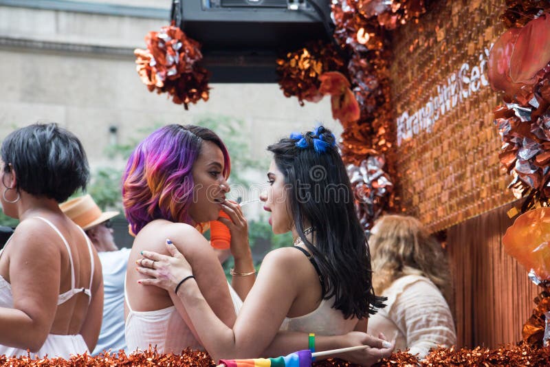 Dascha Polanco and Diane Guerrero on Toronto Pride float stock photo Dascha Polanco and Diane Guerrero on Toronto Pride float stock photo