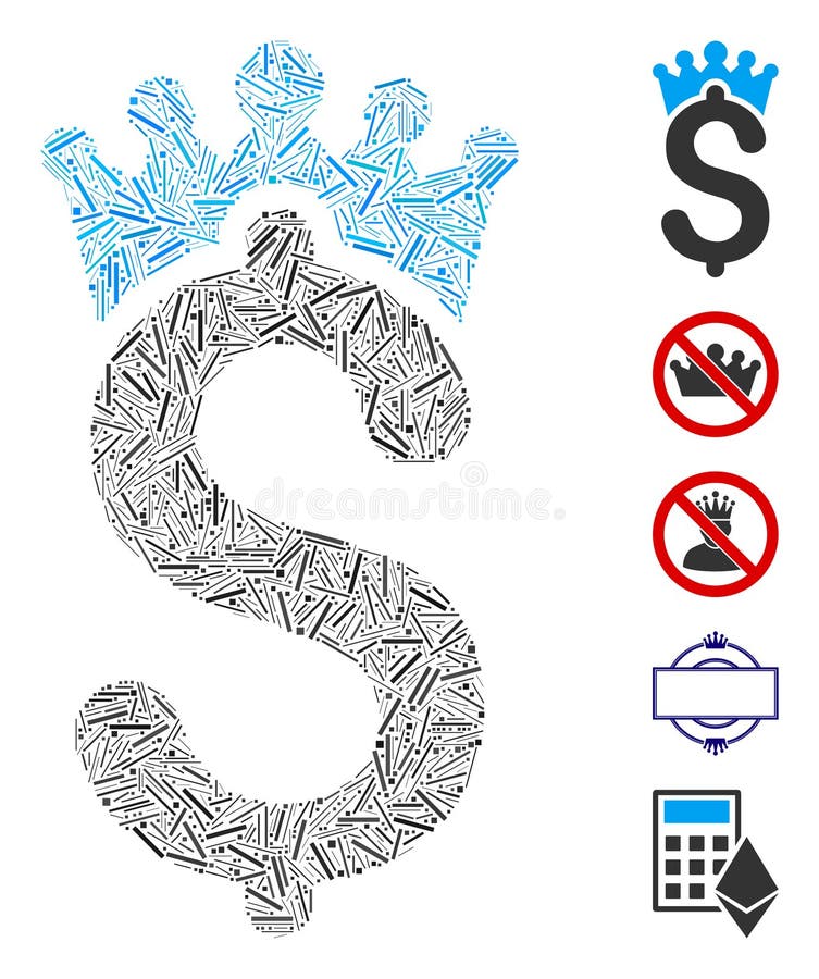 Dash Mosaic Business Crown Icon stock illustration