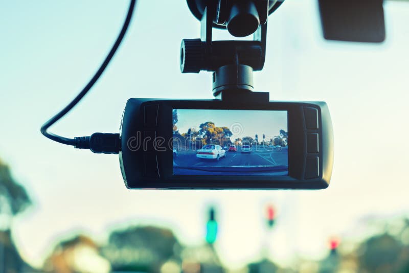 Car dashboard camera in action stock photography Car dashboard camera in action stock photography