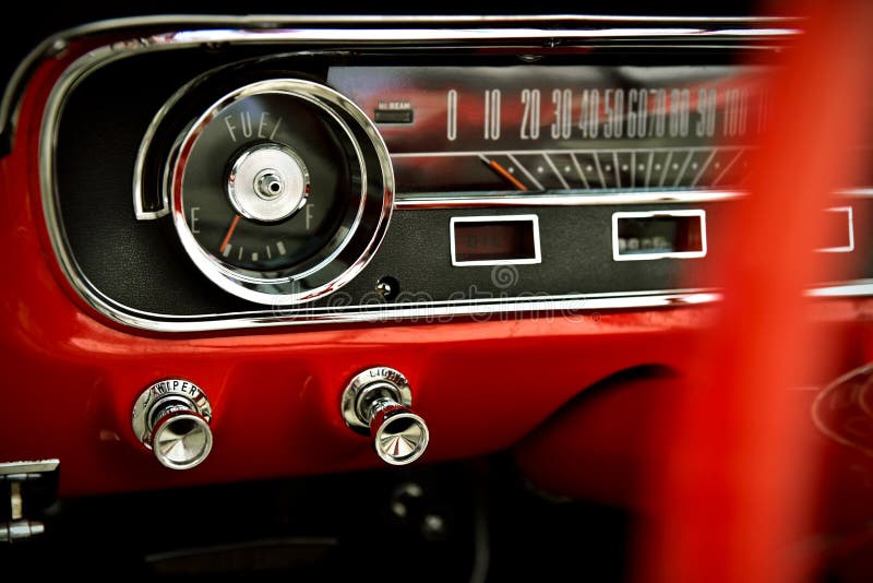 Dashboard of Classic Red Retro Car Stock Photo Image of classic