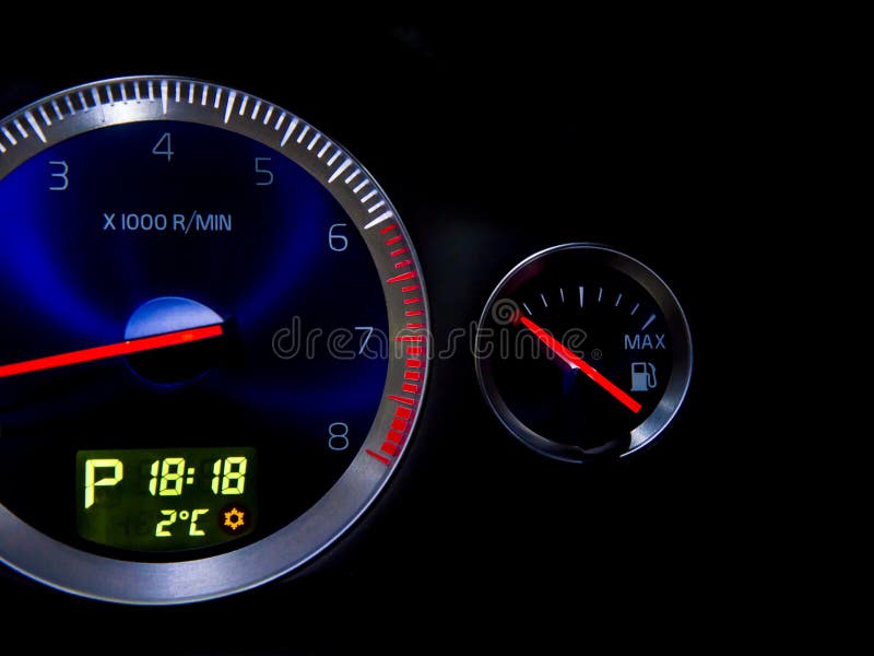 Dashboard with fuel gauge stock image. Image of indicator 125370339